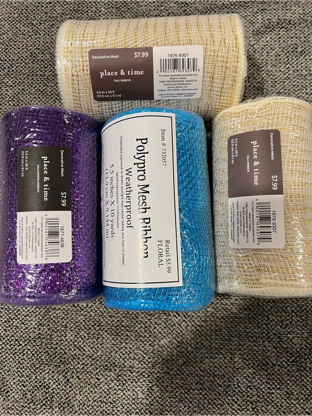 SALE!!! Mix of Deco Mesh - Cream/Purple/Aqua